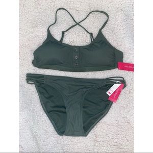 Xhilaration Ribbed Snap Front Bikini Set